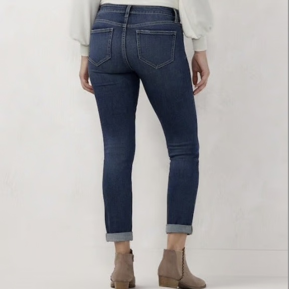 Lauren Conrad Woman’s Blue Denim Dark Wash Skinny Jeans w/ rolled cuffs, size 14 - Picture 2 of 9